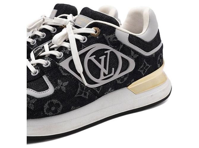 Louis Vuitton Sneakers Neo Runaway in denim nero e oro - vista 6