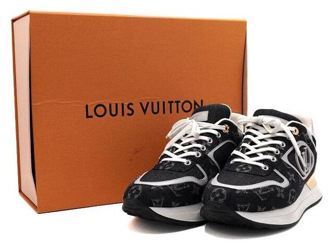Louis Vuitton Sneakers Neo Runaway in denim nero e oro - vista 8