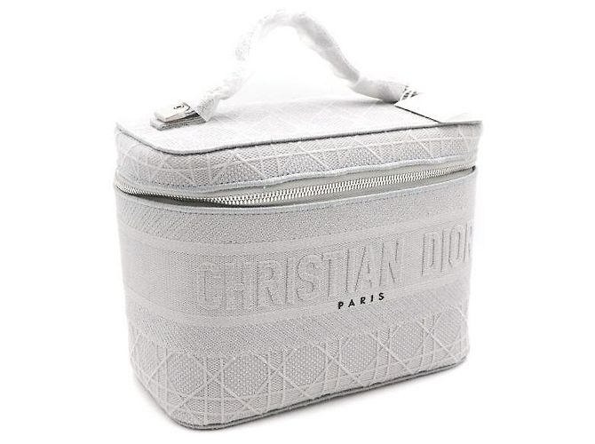 Dior Cannage Travel Vanity Case Tote Bag Hellgrau - Ansicht 3