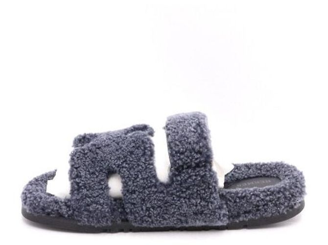 Hermès Sandali pantofole in shearling unisex Marrone - vista 4