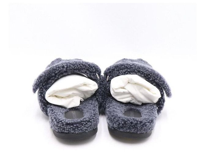 Hermès Sandali pantofole in shearling unisex Marrone - vista 5