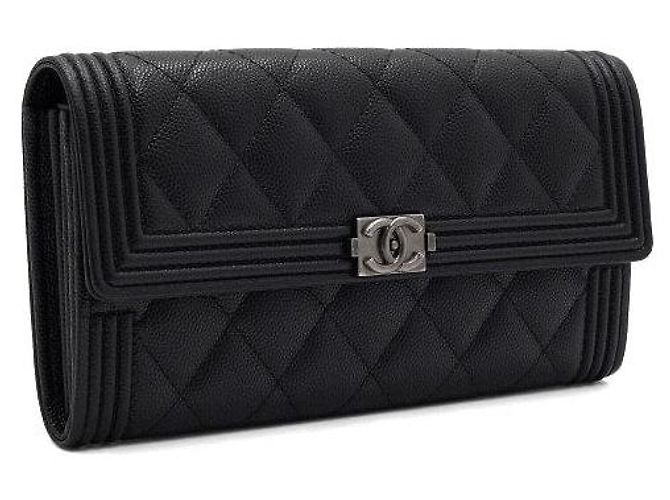 Chanel Caviar Boy Black Long Flap Wallet Schwarz - Ansicht 4