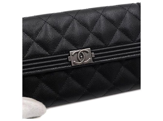 Chanel Caviar Boy Black Long Flap Wallet Schwarz - Ansicht 5