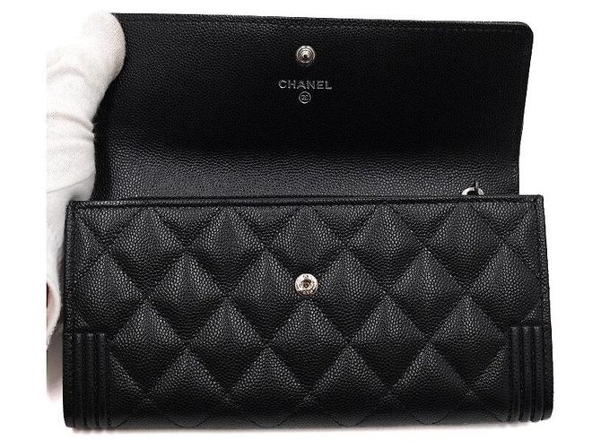 Chanel Caviar Boy Black Long Flap Wallet Schwarz - Ansicht 7