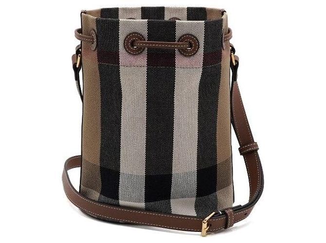 Burberry Kleine Bucket Bag Schultertasche und Crossbody Bag aus braunem Karomuster-Canvas - Ansicht 4