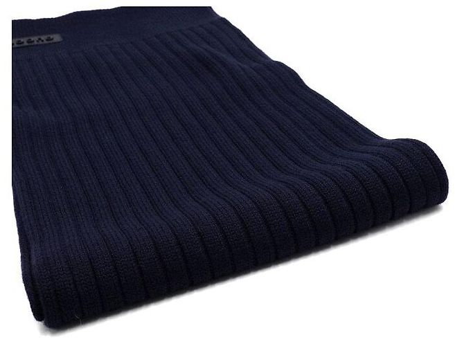 Gucci Sciarpa in maglia di lana blu scuro con logo iniziale da uomo - vista 4