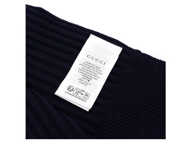 Gucci Sciarpa in maglia di lana blu scuro con logo iniziale da uomo - vista 5