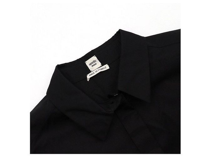 Hermès Camisa de algodón bordada negra para mujer - vista 5