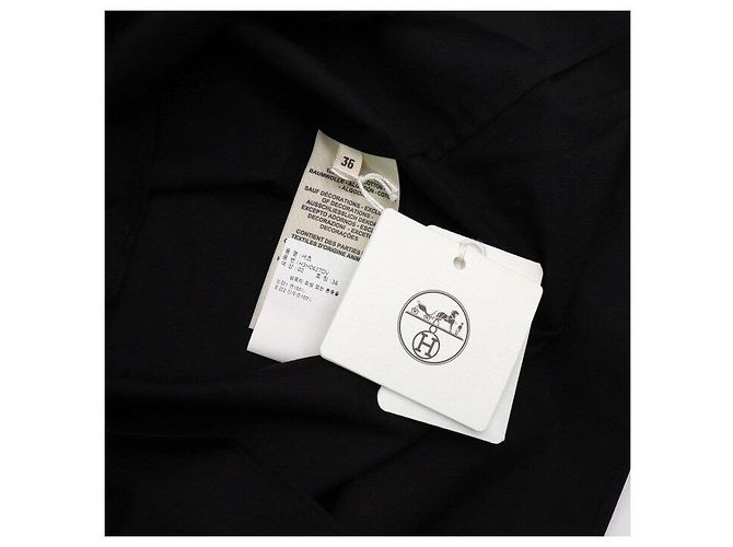 Hermès Camisa de algodón bordada negra para mujer - vista 7