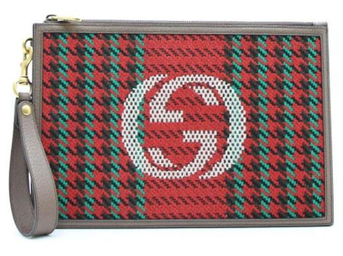 Gucci Interlocking Houndstooth Stripe Pouch und Clutch-Tasche Mehrfarben - Ansicht 2