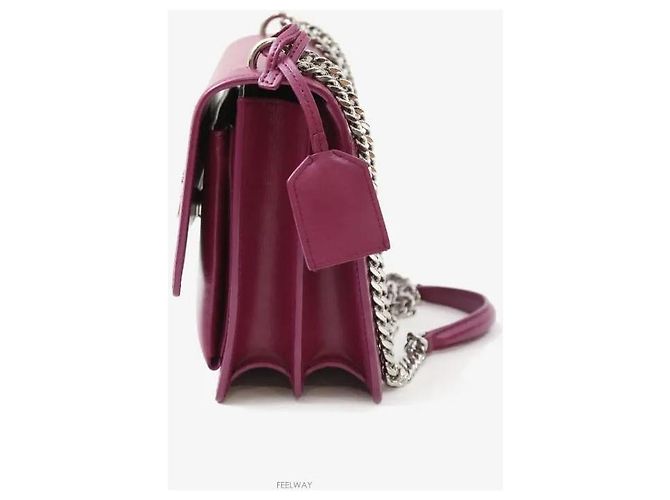 Saint Laurent Medium Chain Crossbody Bag Burgundy Purple Red - view 2