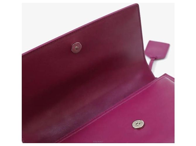Saint Laurent Medium Chain Crossbody Bag Burgundy Purple Red - view 5