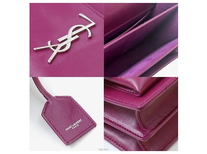 Saint Laurent Medium Chain Crossbody Bag Burgundy Purple Red - view 7