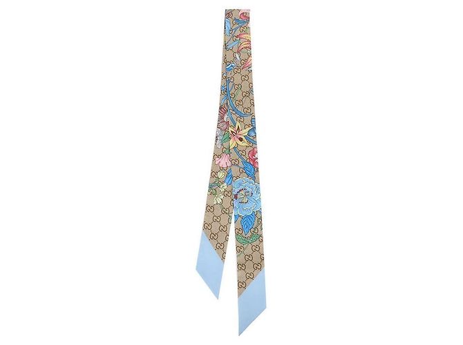 Gucci Pañuelo de seda estampado estilo cinta Azul - vista 3
