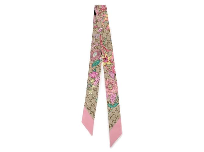 Gucci Cinta de seda estampada Castaño - vista 3
