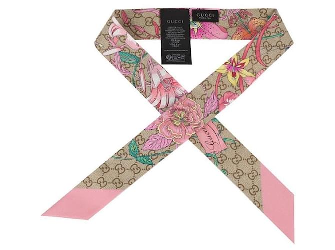 Gucci Cinta de seda estampada Castaño - vista 5
