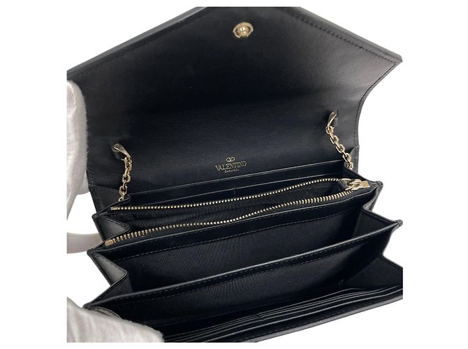 Valentino Borsa a tracolla Rockstud WOC Mini Pouch con catena Nero - vista 4