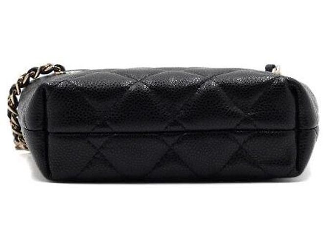 Chanel Mini Borsa a Tracolla in Pelle Caviar Nera con Catena Dorata Nero - vista 7