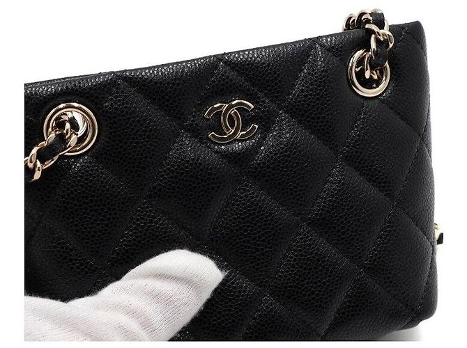 Chanel Mini Borsa a Tracolla in Pelle Caviar Nera con Catena Dorata Nero - vista 8