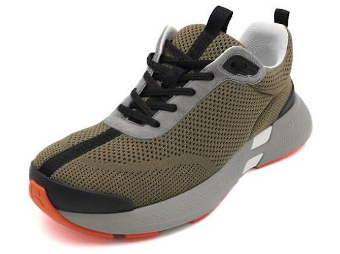 Hermès Sneakers Hero da uomo in mesh kaki Marrone - vista 2