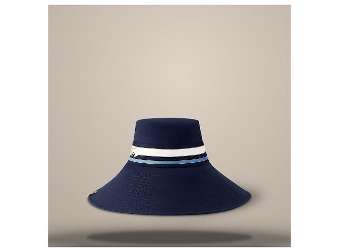 Louis Vuitton Cappello bucket a righe blu navy - vista 2