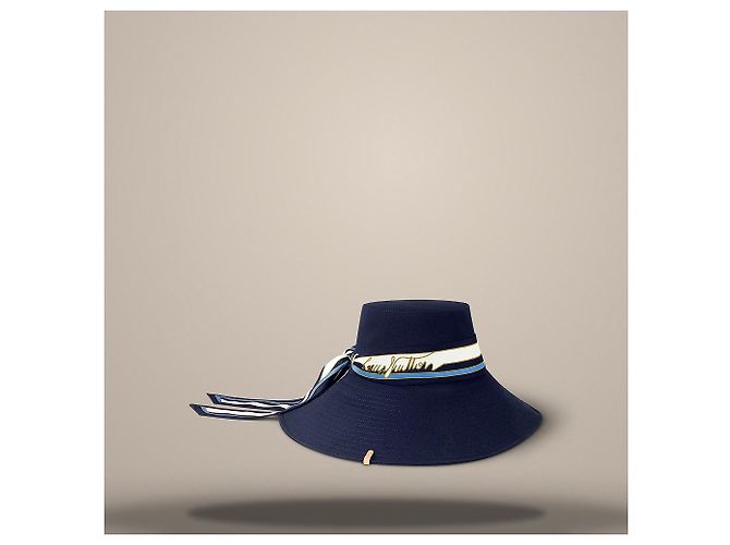Louis Vuitton Cappello bucket a righe blu navy - vista 3