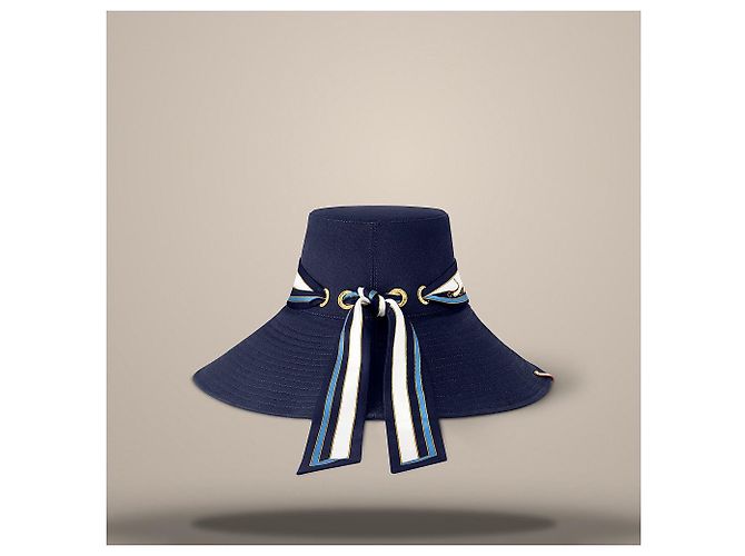 Louis Vuitton Cappello bucket a righe blu navy - vista 5