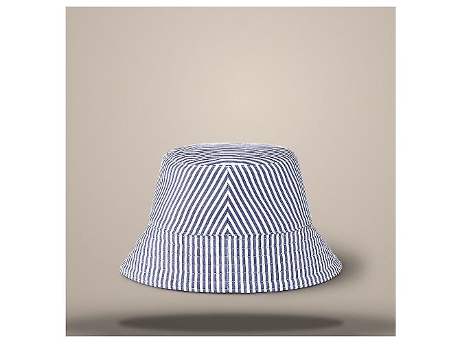 Louis Vuitton Cappello bucket reversibile a righe blu navy - vista 4