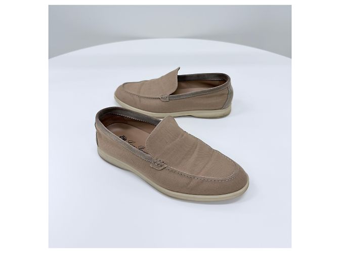 Loro Piana Mocassino Summerwalk in camoscio Beige Marrone - vista 2