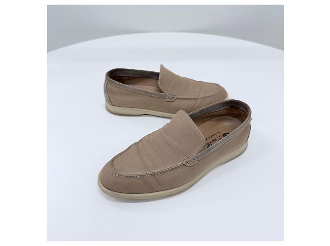 Loro Piana Mocassino Summerwalk in camoscio Beige Marrone - vista 3