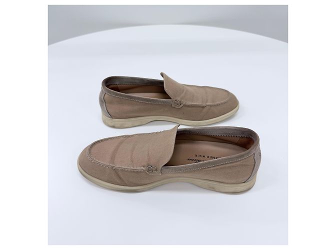 Loro Piana Mocassino Summerwalk in camoscio Beige Marrone - vista 5