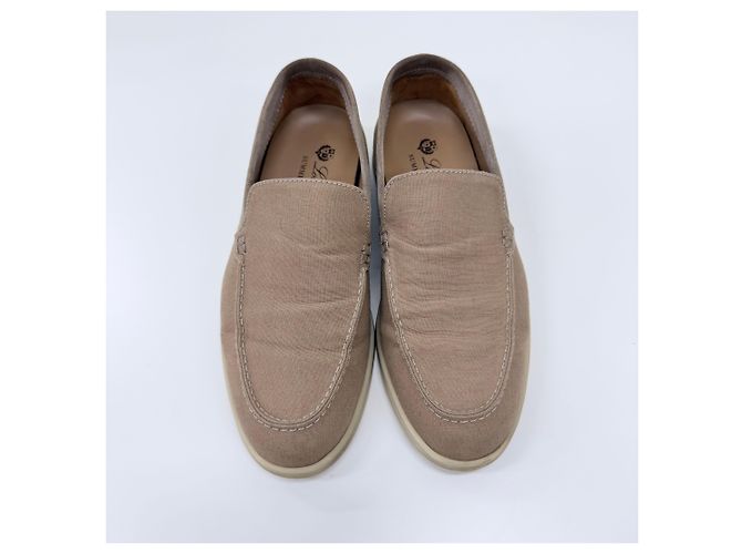 Loro Piana Mocassino Summerwalk in camoscio Beige Marrone - vista 6