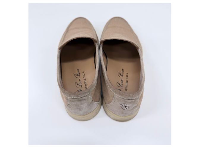 Loro Piana Mocassino Summerwalk in camoscio Beige Marrone - vista 7