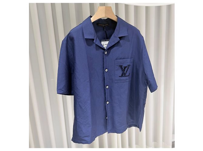 Louis Vuitton Giacca-camicia estiva a maniche corte ricamata Blu - vista 3