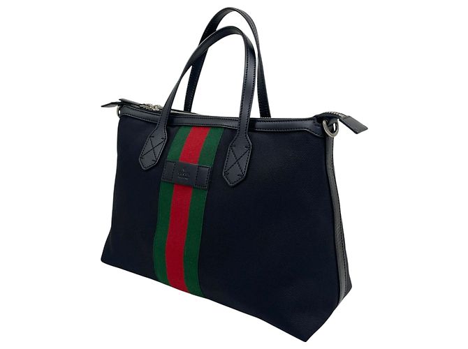 Gucci Borsa Tote Duffle Web Stripe Techno Borsa a Tracolla Nero - vista 3
