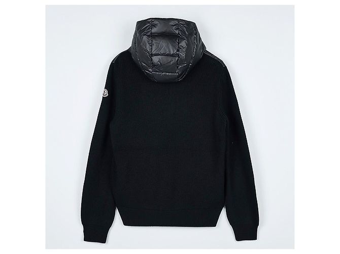 Moncler Casaco com capuz e fecho em lã acolchoada para homem Preto - vista 2