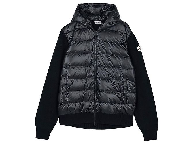 Moncler Casaco com capuz e fecho em lã acolchoada para homem Preto - vista 7