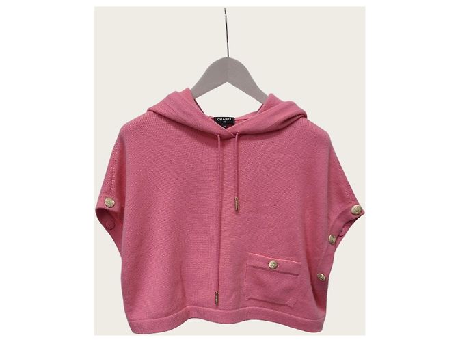 Chanel Sudadera crop de cachemira rosa - vista 4