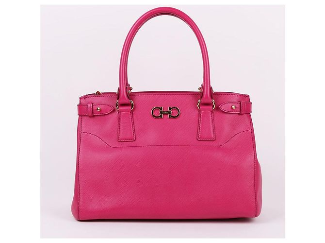 Salvatore Ferragamo Borsa Tote e Borsa a Tracolla Rosa Gancini con Dettagli Dorati - vista 2