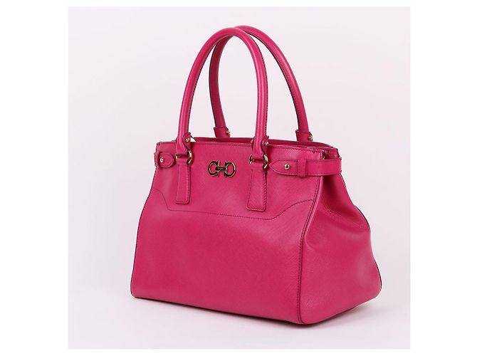 Salvatore Ferragamo Borsa Tote e Borsa a Tracolla Rosa Gancini con Dettagli Dorati - vista 4