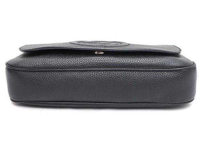 Gucci Bolsa de Ombro e Bolsa Transversal Soho com Corrente Dourada Entrelaçada Preto - vista 6