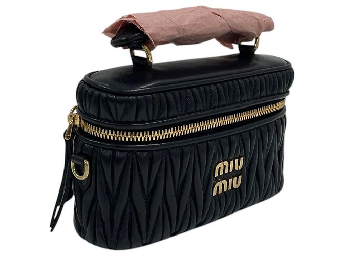 Miu Miu Borsa a spalla Vanity Tote con manico superiore in Nappa Matelassé Nero - vista 2