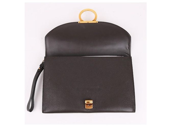 Salvatore Ferragamo Clutch con tracolla Gancini Gold Marrone - vista 10
