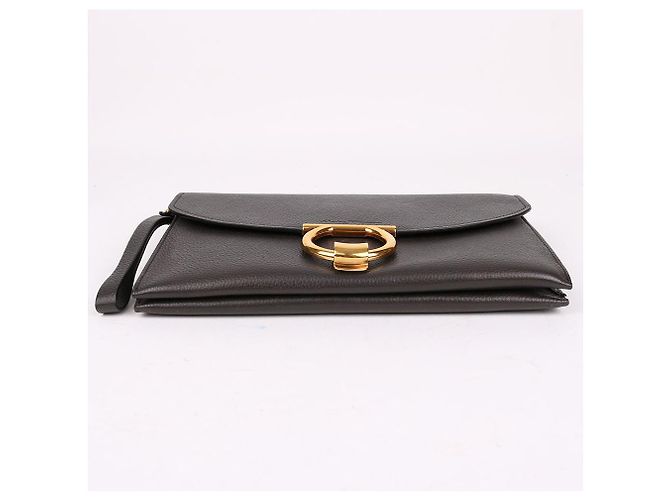 Salvatore Ferragamo Clutch con tracolla Gancini Gold Marrone - vista 7