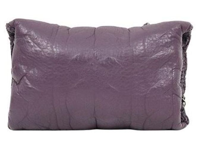 Chanel Bolsa de ombro de malha de lã CC com aba e corrente roxa Roxo - vista 3