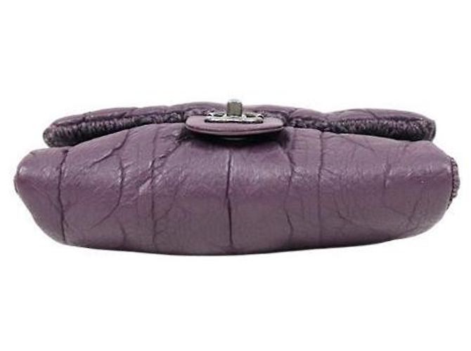 Chanel Bolsa de ombro de malha de lã CC com aba e corrente roxa Roxo - vista 4