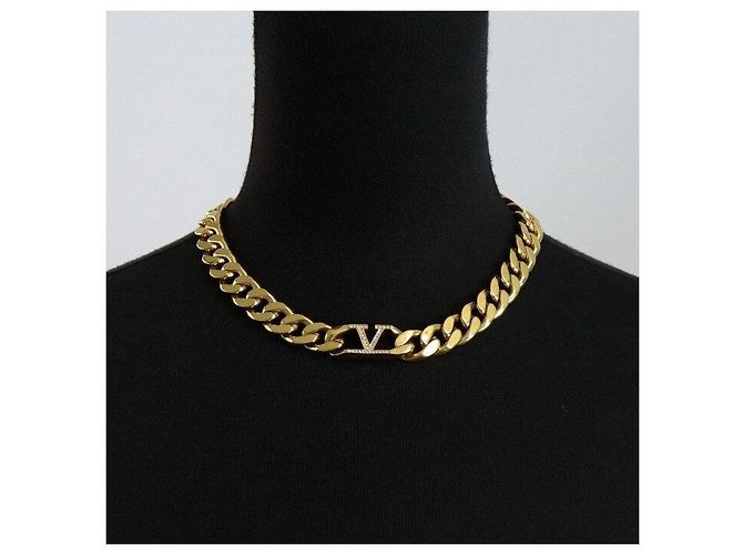 Valentino Collana Choker con Logo in Oro e Cristalli da Donna - vista 2