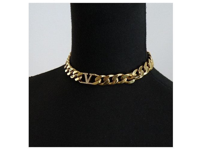 Valentino Collana Choker con Logo in Oro e Cristalli da Donna - vista 3