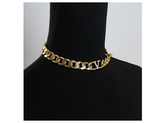 Valentino Collana Choker con Logo in Oro e Cristalli da Donna - vista 4