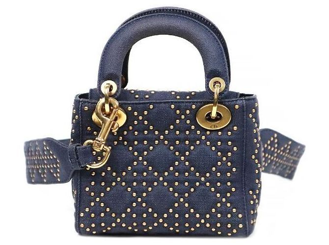 Dior Denim Stud Mini Lady Bag Blau - Ansicht 3